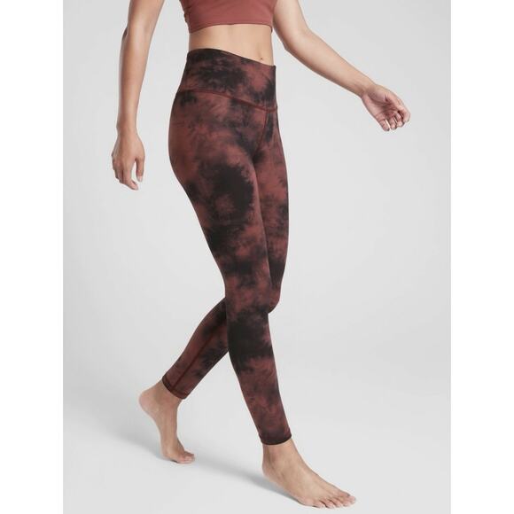 Athleta Elation Ice Dye 7/8 Tight Powervita Maroon Red Black Women’s Size Small - Picture 14 of 15